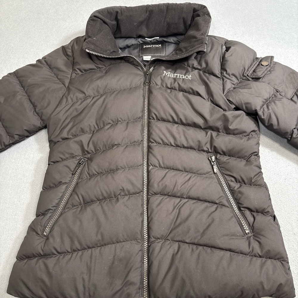 MARMOTJacket WOMEN SMALL PACKABLE Puffer 700 Down Quilted Ski Snowboard BLACK